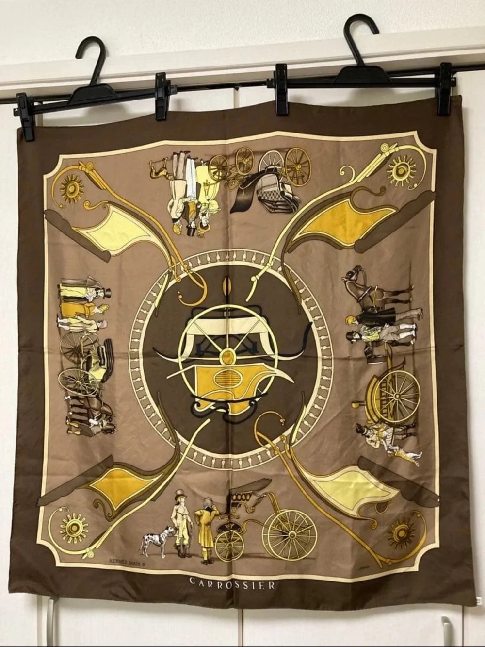 Unbranded Brown & Gold Carriage Wall Tapestry